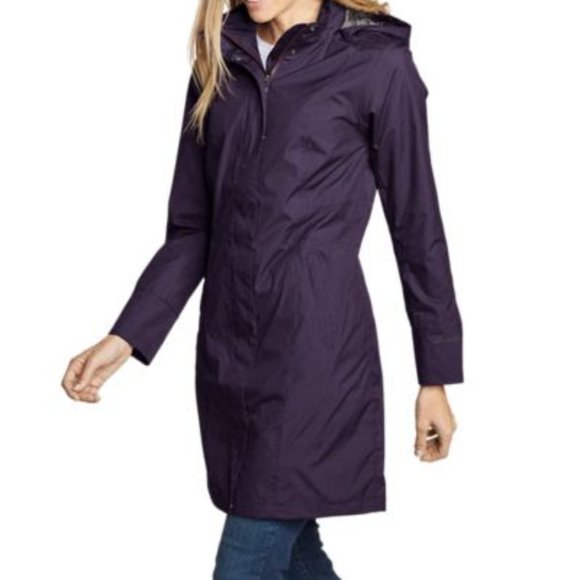 Size Small Long Rain Jacket Eddie Bauer Purple "Girl On the Go" - Picture 1 of 7